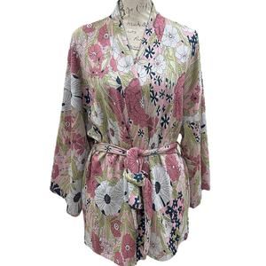 Anthropologie Reserved Kimono Knit Sash Floral Cardigan